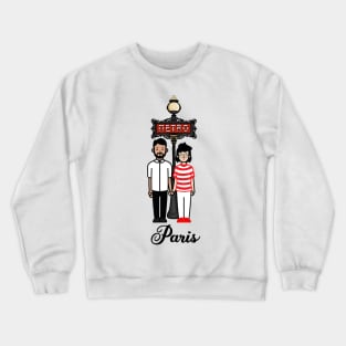 French Couple Metro Sign Crewneck Sweatshirt